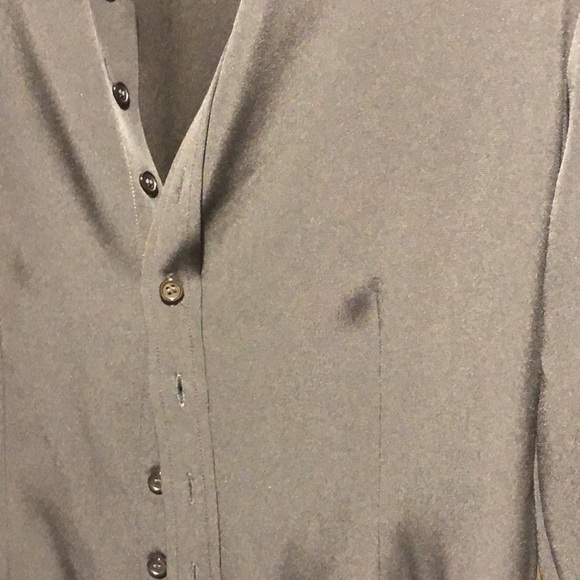 CO Collections luxury Brand black and white dress shirt silk crepe M - Picture 4 of 6